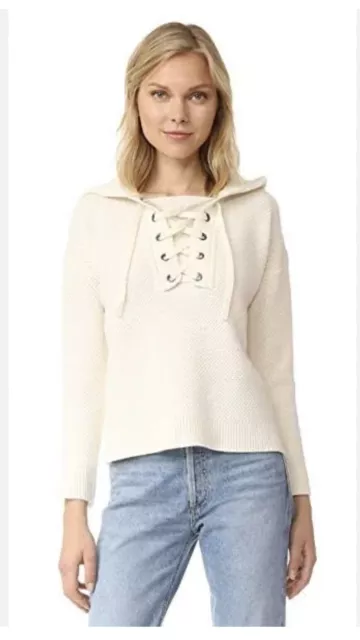 Madewell Jameson 100% Merino Wool Cream Lace Up Hoodie Women’s Size XS