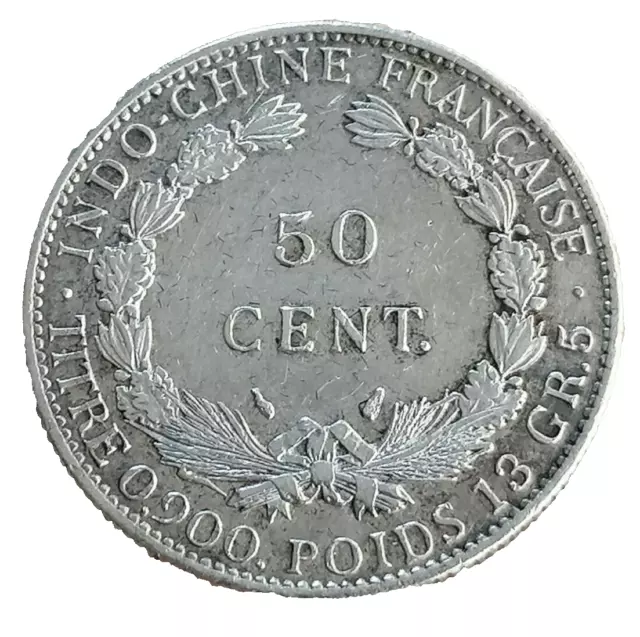 INDOCHINE FRANÇAISE 50 Centièmes 1936 Paris en argent