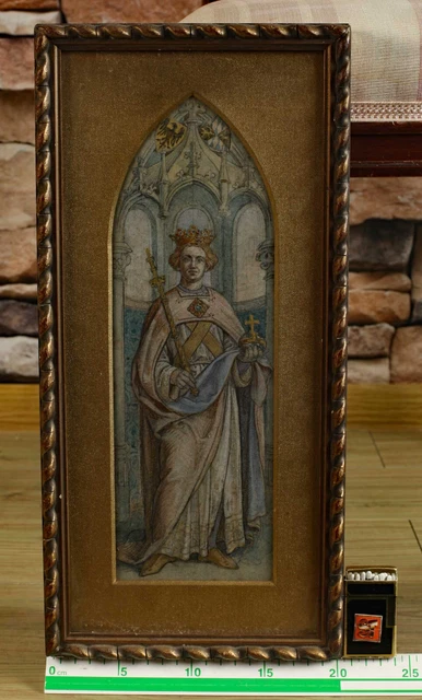 Karl Ballenberger attr. 1801-1860 Acuarela Antiguo Kaiser Ruprecht de La Pfalz