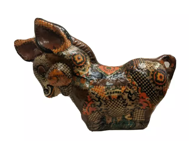 Patchwork Donkey Decoupage Doorstop Statue 14 x 9 in. Vintage