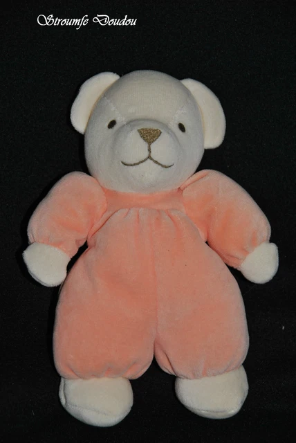 Peluche Doudou Ours Saumon NOUNOURS Beige Orange 20 Cm TTBE