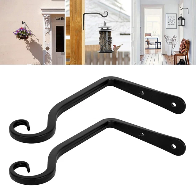 2 Pack Simple 6 Inch Steel Wall Hook  Outdoor Hanging Flower Basket  Lighting