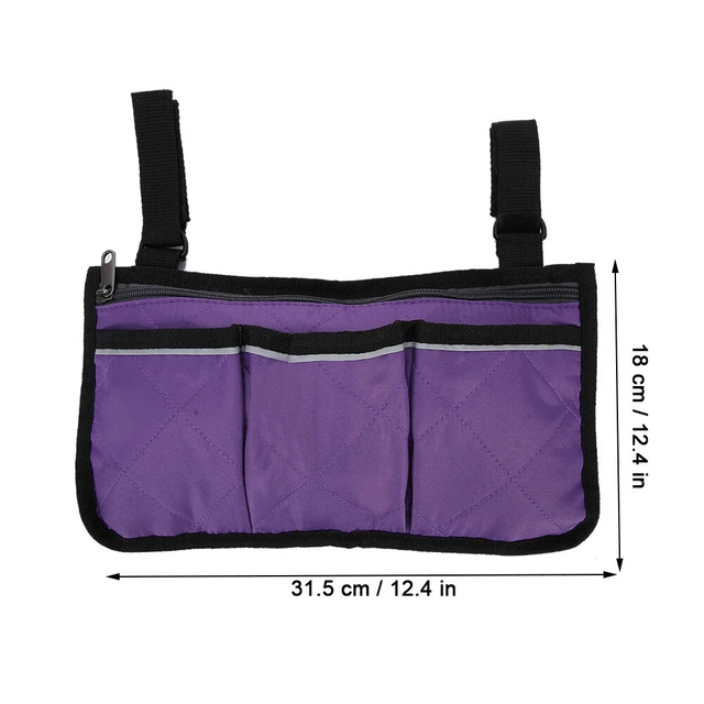 Bolso lateral para silla de ruedas púrpura múltiples bolsillos grande capacidad MX