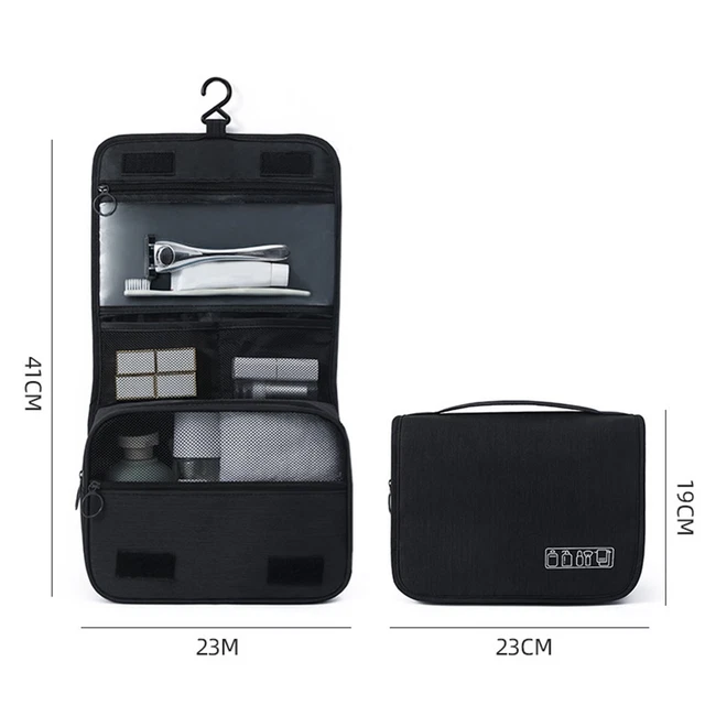 Black Travel Storage Bag W/Hook Wet Dry Separation Large Hanging Toiletries US