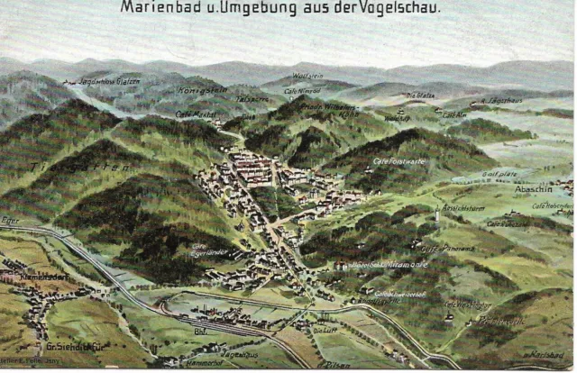 AK Marienbad, Umgebung aus der Vogelschau, ungel., Verlag Götz Marienbad