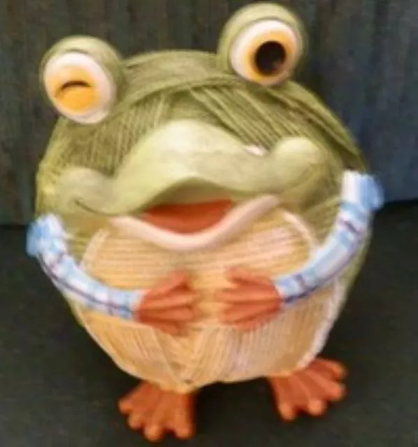 Whimsical Yarn Frog Decorative Figure
