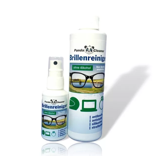 PANDACLEANER® Brillenreiniger 50ml Pumpspray + 250ml Nachfüll Antibeschlag