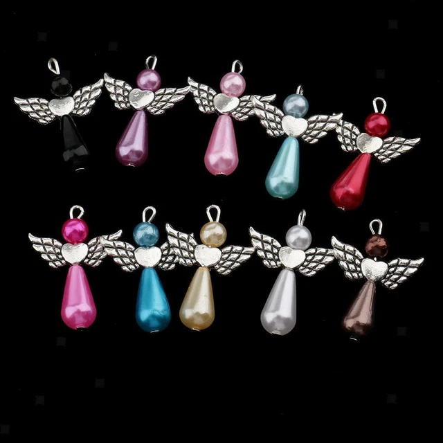 60 Stück gemischte Charms tanzende Engelsflügel Herzanhänger 33 x 21 mm DIY