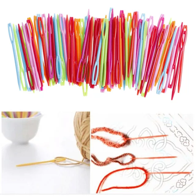 Durable 7cm Plastic Knitting Needles Crochet Hooks Tapestry Wool Yarn NeedleY;;b