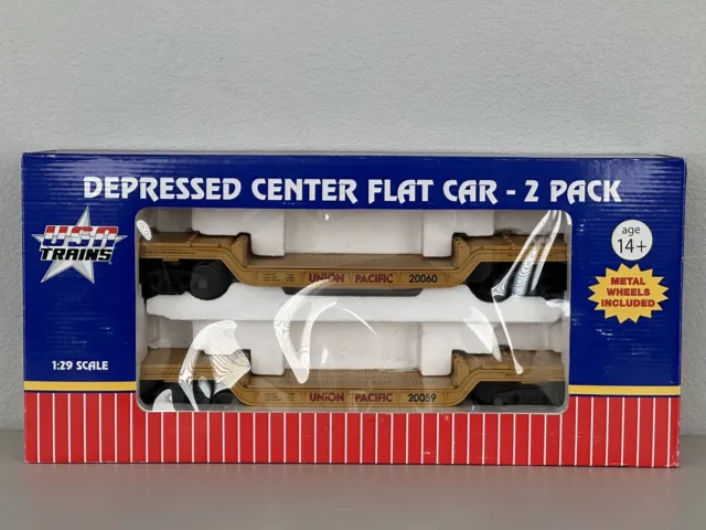 USA Trains R17335-2 Union Pacific Depressed Center Flat Car 2-Pack G-Scale