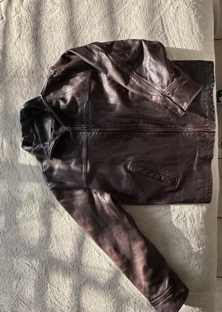 VINTAGE TIMBERLAND Cowhide Leather Jacket Mens L Brown Full Zip $99.99 ...