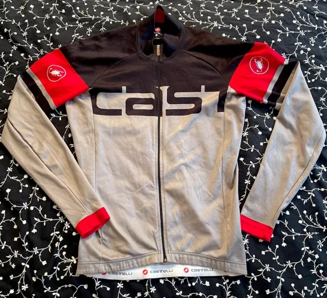 Castelli cycling jersey Longsleeve Size L Grey Red And Black