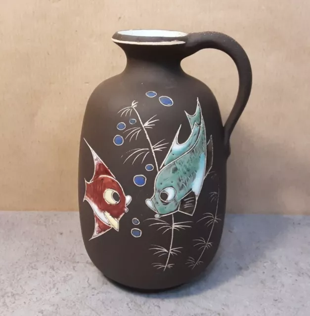 Vintage KERAMIKVASE, ARNO KIECHLE, FISCHE, STUDIOKERAMIK, MID CENTURY