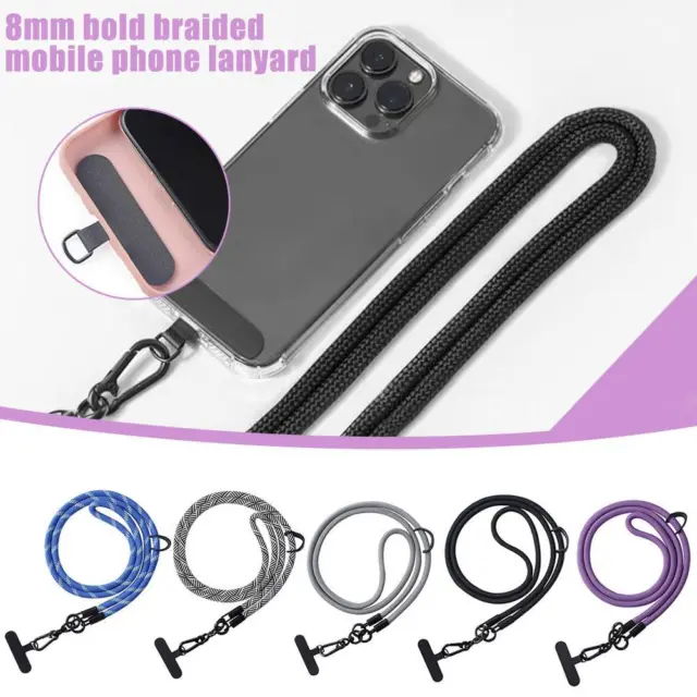 8mm Braided Thick Rope Cell Phone Lanyard Spacer 4R6T