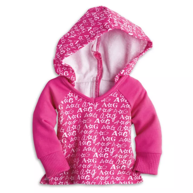 💰SALE💰 AMERICAN GIRL 18" TOP V-Neck Hoodie Pink with Hanger for doll - NEW