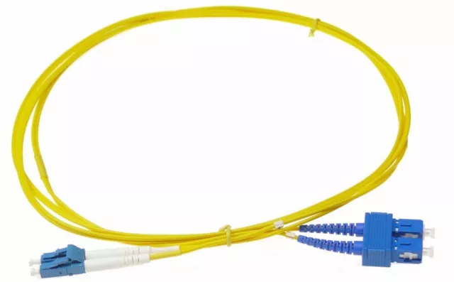 2m Fibre Optic SC-LC Single Mode Duplex Patch Lead OS1 SM Cable Yellow NBN NEW