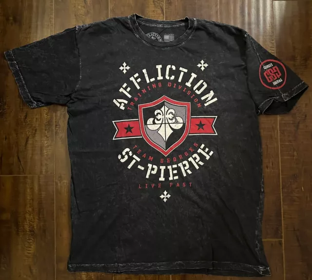 Affliction Live Fast  George's St. Pierre  GSP Tops T-shirt UFC Black 2Xlarge