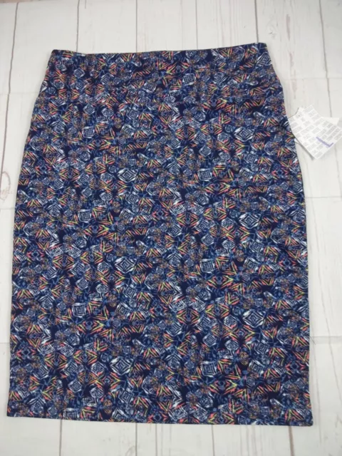 Lularoe Women's Cassie Blue Diamond Skirt Size L NWT