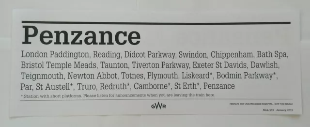 GREAT WESTERN RAILWAY WINDOW LABEL GWR London Paddington-Penzance Express Train