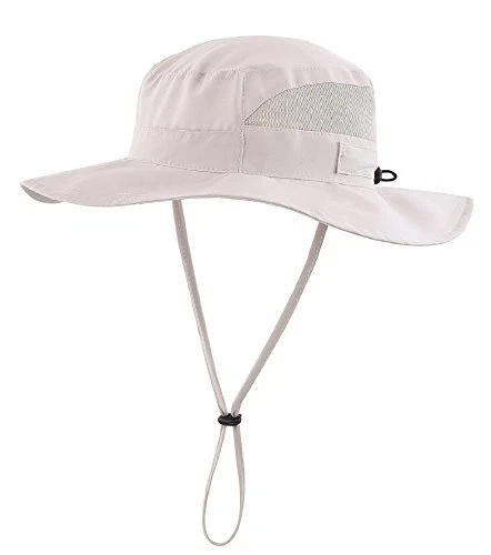 Women's UPF 50+ Safari Sun Hat Breathable UV Protection Fishing Hat Light Grey
