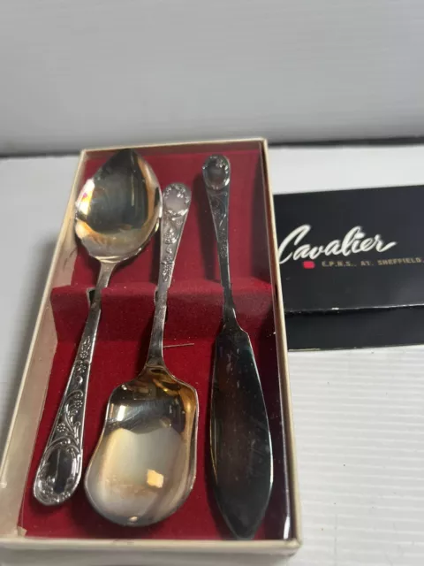 Cavalier Sheffield England Silver Plated Jam Set? Spoon  VINTAGE Boxed