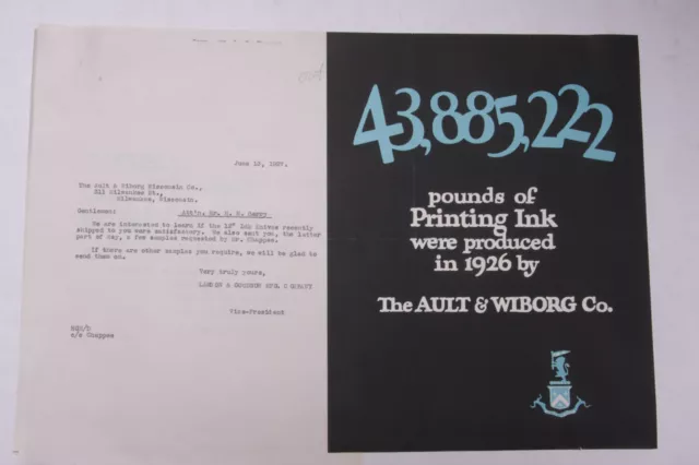 1927 Lamson Goodnow Ault and Wiborg Wisconsin Co Milwaukee Letter Ephemera P440H