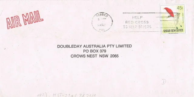 PNG, Brief von BOROKO (BK-21/1) + (MST-21a) Krone links, nach AUSTRALIEN, 182