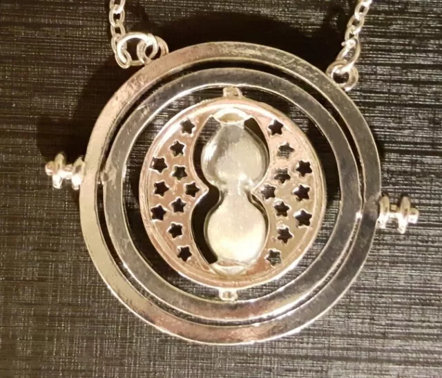 Harry Potter Silver Time Turner Pendant Disney Jewelry Witch Craft Occult Retro 4