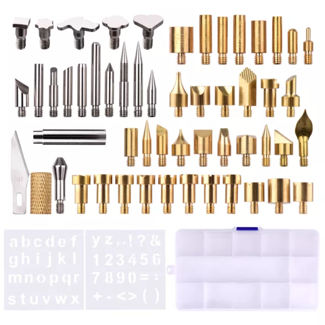 57pcs Wood Burning Pen Tips Set Woodburning Tool Accessories with Stencils W0H7