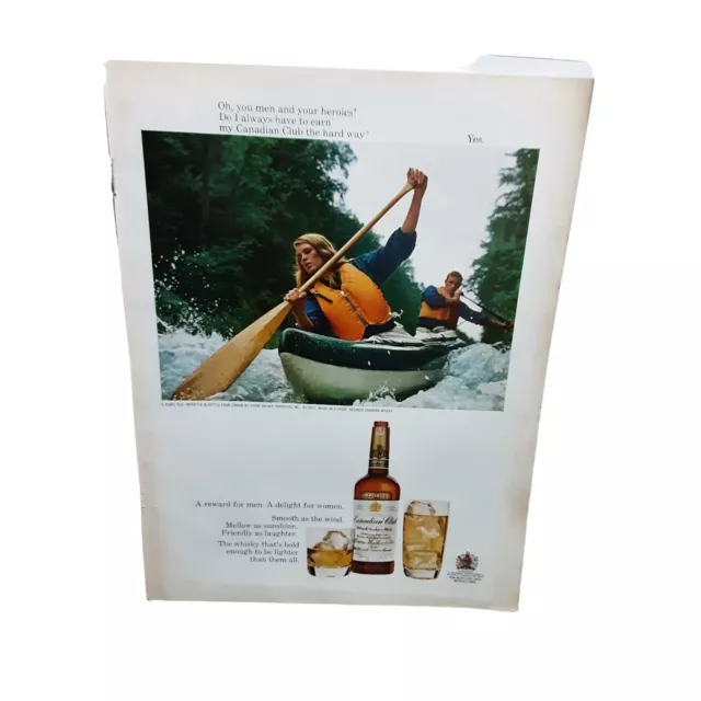 1967 CANADIAN CLUB Whiskey Man Woman Raft vintage Original Print ad $7. ...