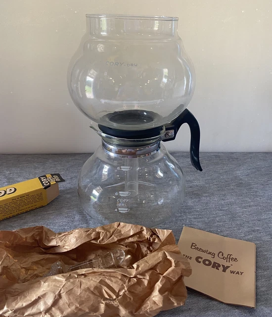Vintage CORY Glass Coffee Vacuum BREWER Pot 4-8 Cup DKG-S Original Box See Pics