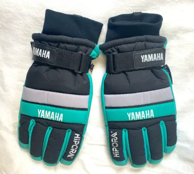 Vintage Genuine Yamaha Snowmobile Racing Gloves HIPORA Medium Black/Green
