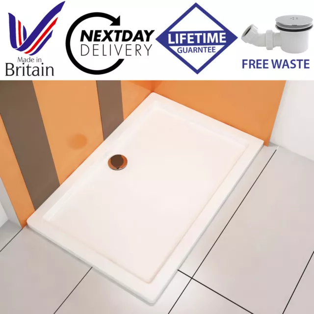 Slimline Rectangle/Quadrant Stone Resin Shower Tray Shower Enclosure FREE Waste