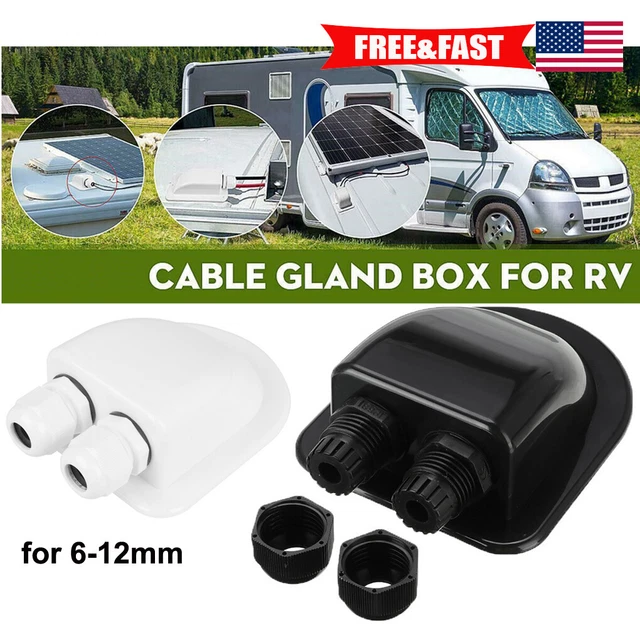 DOUBLE CABLE ENTRY Gland Box Roof Solar Panel Motorhome Camper Roof RV