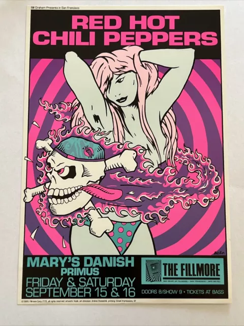 Red Hot Chili Peppers Primus Original 1989 Concert Poster Fillmore Frank Kozik