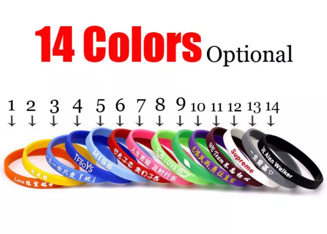 Thin Custom Engraved Silicone Wristbands - Personalized Rubber Bracelets