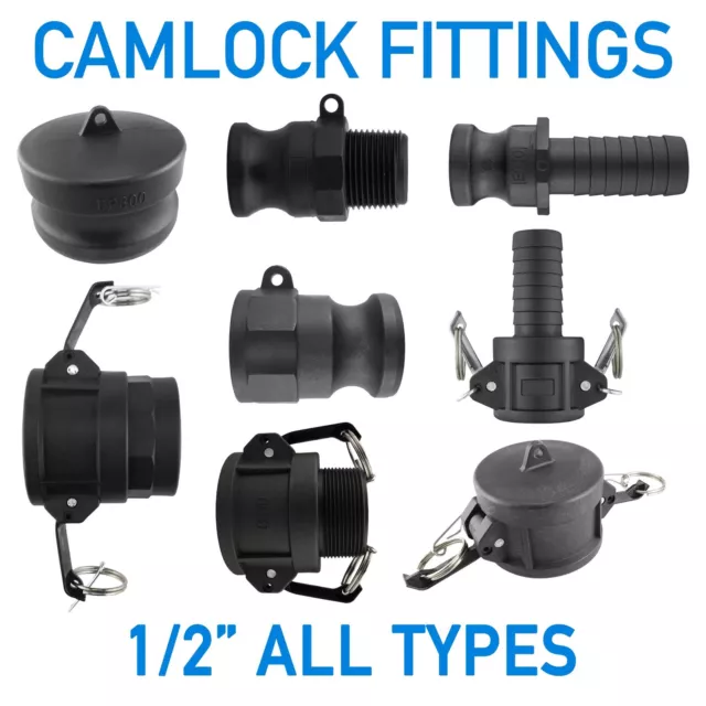 CAMLOCK Type A-F, 1/2", 0.5 Inch Coupling Fitting IBC Kit Female Male Hose Tail