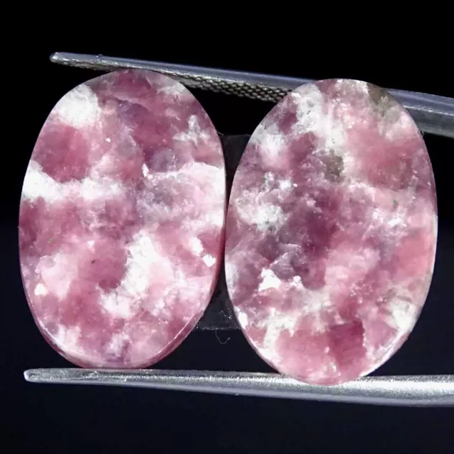 17.10Cts Natural Lepidolite Cabochon Pair Oval Gemstones