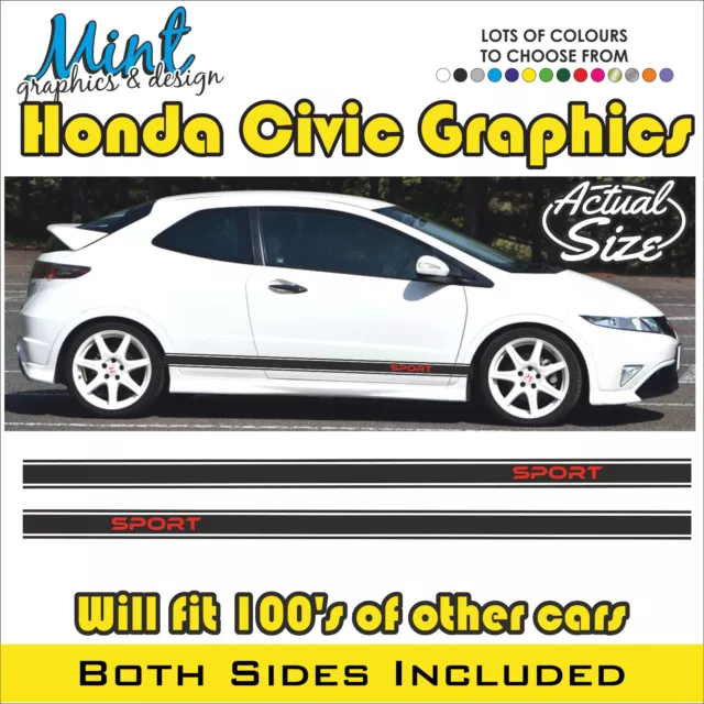 Honda Civic Type R Side Sport Vinyl Stripes Decals Stickers Graphics NO P&P 010