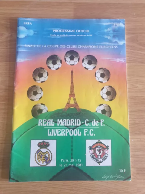 Original 1981 European Cup Final Programme Club Real Madrid v Liverpool