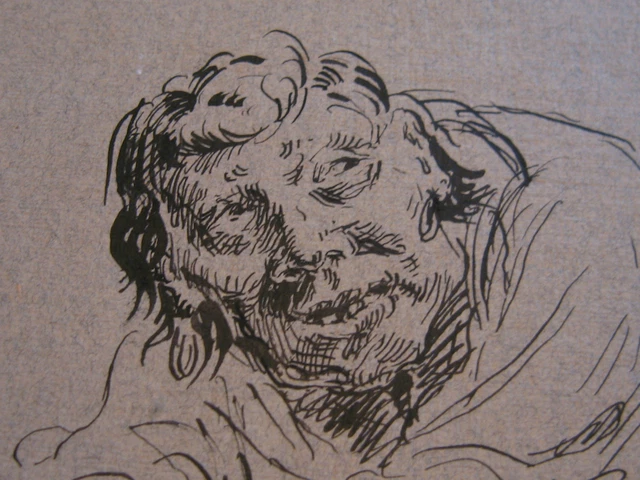 Vintage Antique Début 20th Siècle Edward Comly Trego Dessin De Homme Ou Femme 3