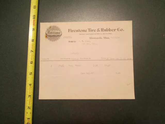 Firestone Tire and Rubber co 1914 invoice Letterhead 1425