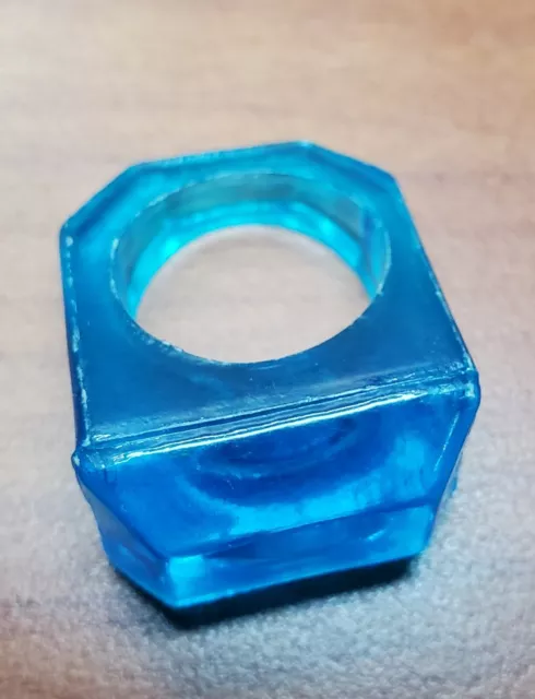 Vintage Blue Plastic Child's Ring Gumball Machine Prize Made in Hong Kong