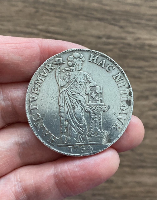 Netherlands. Silver 3 Gulden. Dated 1764. (Diameter: 40Mm).