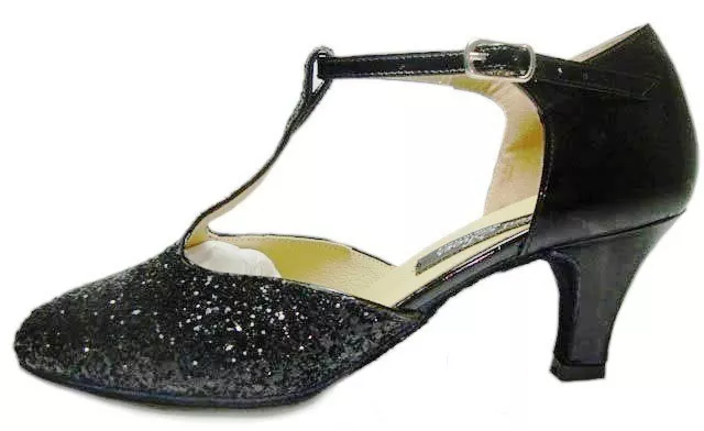 Mondial Shoes 01 Chaussures De Danse Femme Talon 60 / R Noir Basses Poli Strass