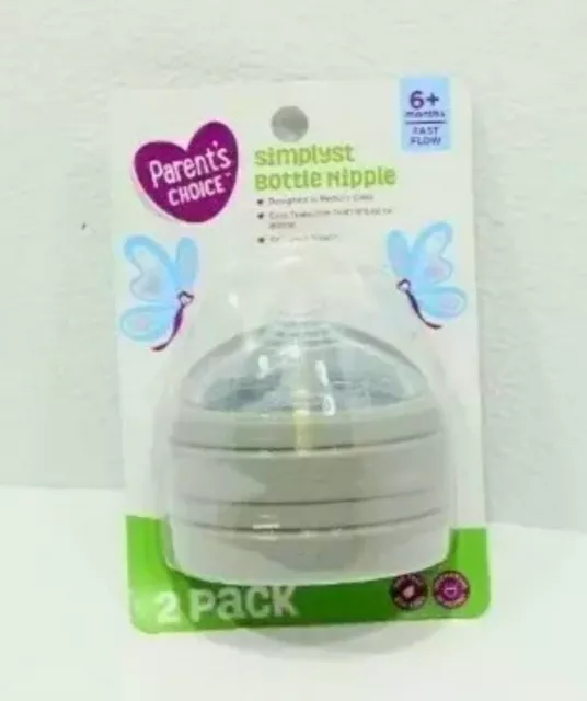 Parents Choice 2 PACK- Simplyst Bottle Nipple Fast Flow 6+ Months 4 TOTAL!