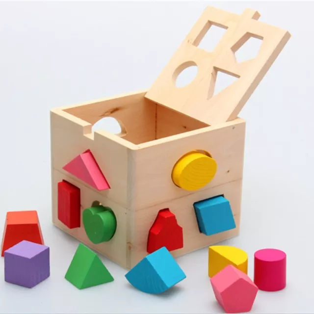 Wooden Intelligence Box Children Toys, Shape Play Baby Toddler, Matching Blocks