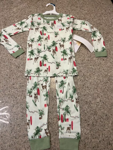 Burts Bees Christmas Pajama Set Two Piece Boys Girls 5T Reindeer Organic Cotton