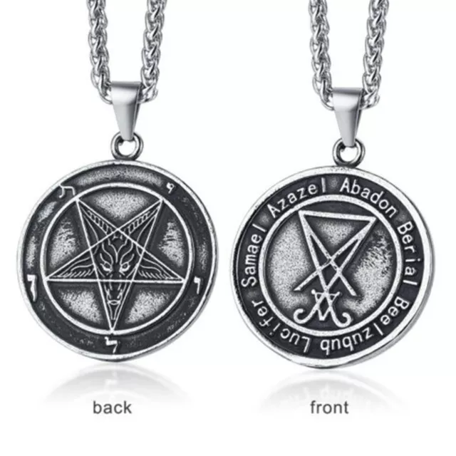 Sigil de Lucifer pièce pendentif collier païen occulte croix inversée satanique