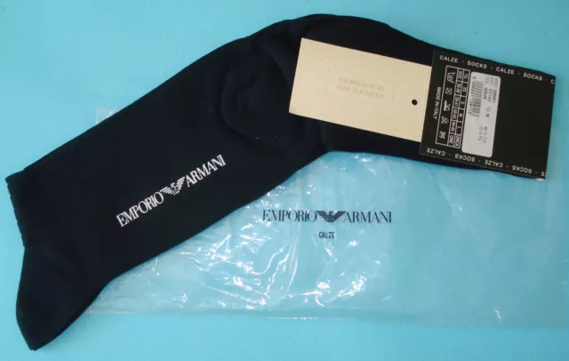 Emporio Armani Socks Navy Filo Scozia Ribbed Calf Men's Size M Business Casual